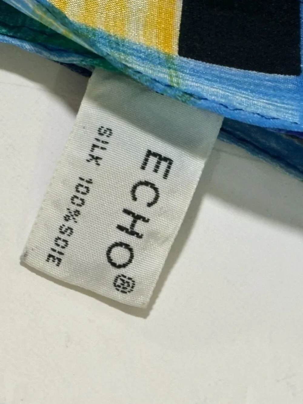 Echo 100% Silk Long Scarf Multicolor Plaid Brushstroke 53